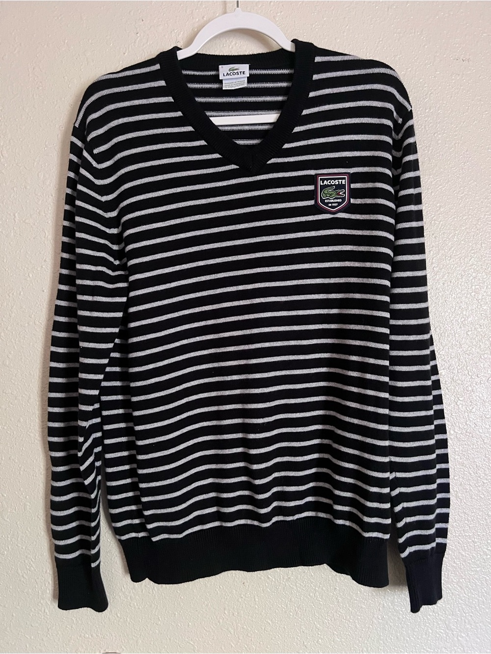 Lacoste Men’s Black & White StripedSweater